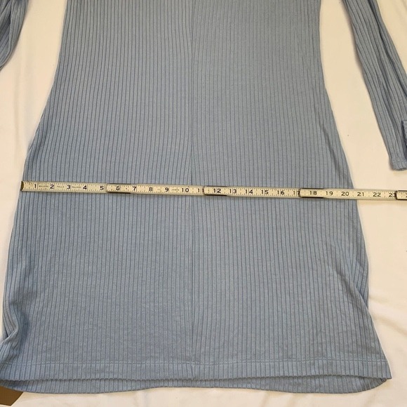 Reformation Rosario Ribbed Knit Mini Dress XL Sky Blue Long Sleeve Stretch - Picture 11 of 11